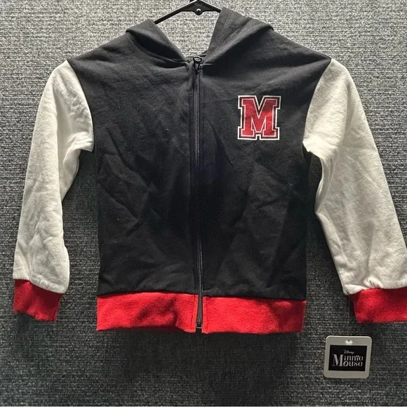 Disney Minnie Mouse Size 4 Kids Black, White, and Red Zip-Up Hoodie Jacket - Picture 2 of 11